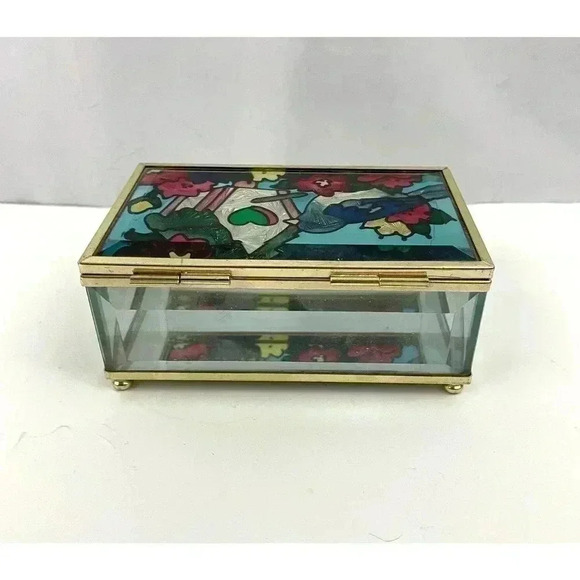 VTG Bird Birdhouse Stained Glass Trinket Box Joan Baker Designs 1994 - Picture 8 of 16